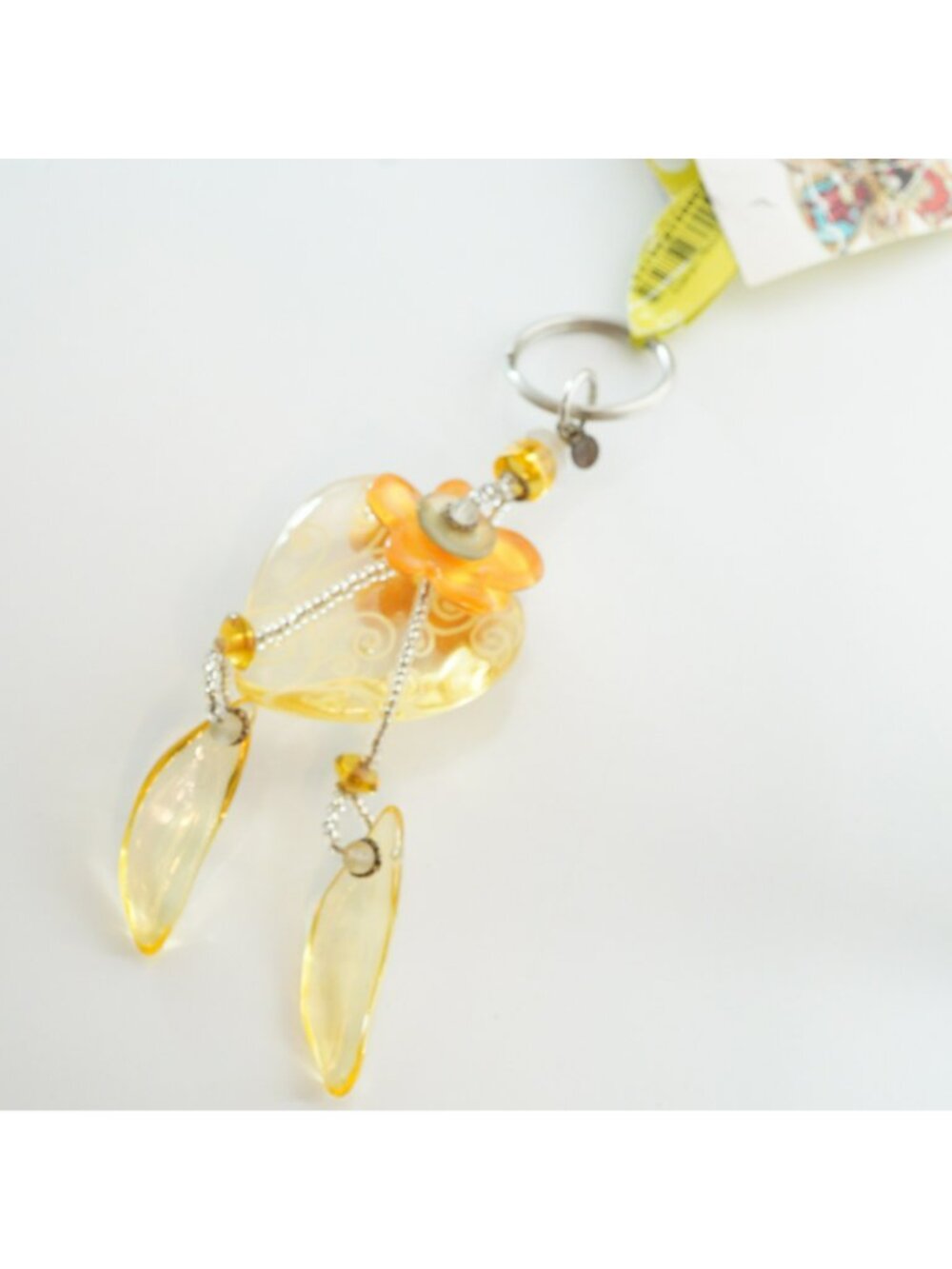Lalo Orna Treasures Key Purse Charm Ring Yellow Heart Floral Design - Picture 2 of 4